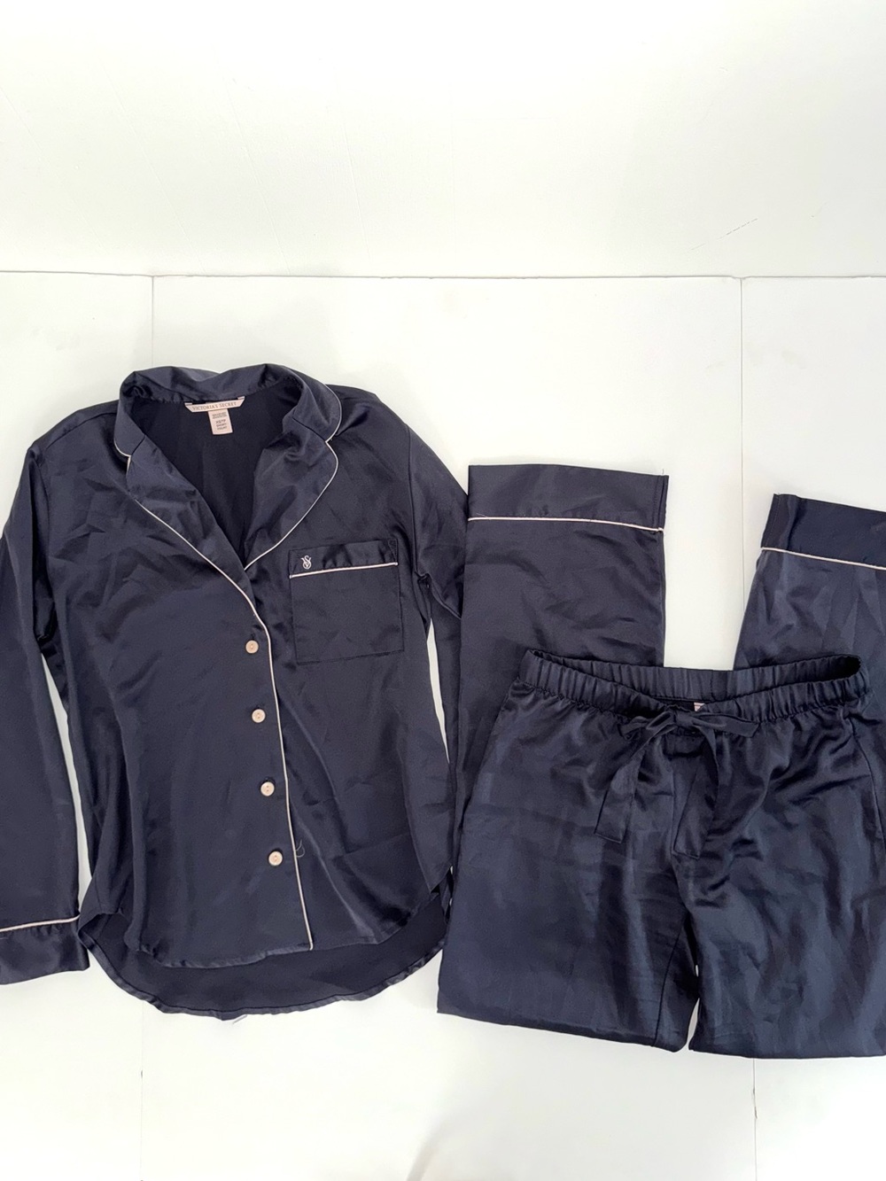 Grey Satin Pajama Set VS